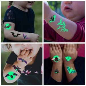 1pc Halloween Tattoo Stickers Luminous Temporary Waterproof Bat Stickers For Face Arm Funny Atmosphere Halloween Tattoo Sticker