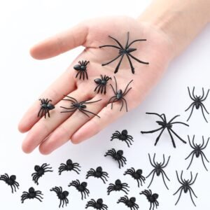 50/100pcs Black Spider Simulation Tricky Toy Haunted House Spider Web Bar Party Decorations Kids Halloween Decor Fake Spiders