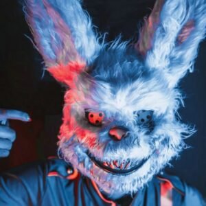 Bloody Plush Bunny Mask Halloween Ghost Festival Mask Realistic Bloody Bear Headgear Performance Prop Halloween Horror Mask