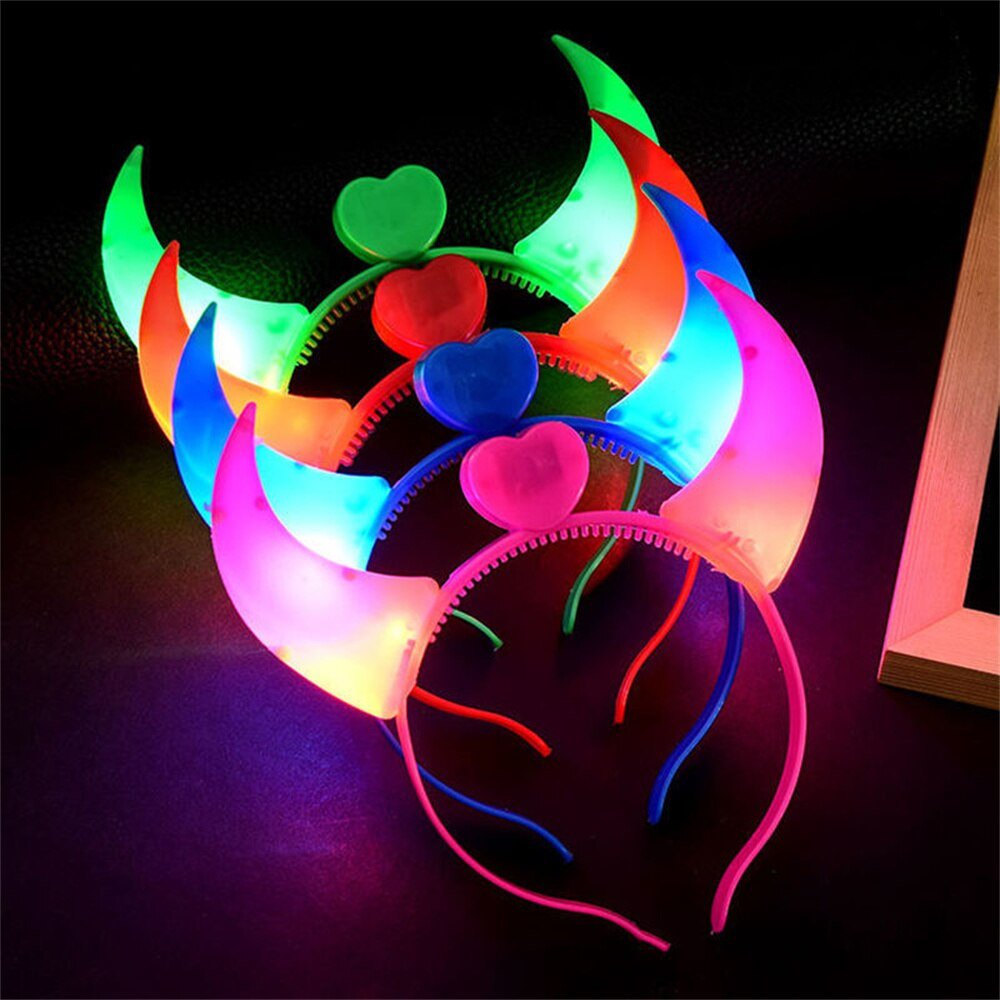 Halloween Decoration Devil Horn Luminous Hairhoop Led Hairband Flashing Glow Headress Light Up Hair Access Cosplay Glowing Prop - Image 2