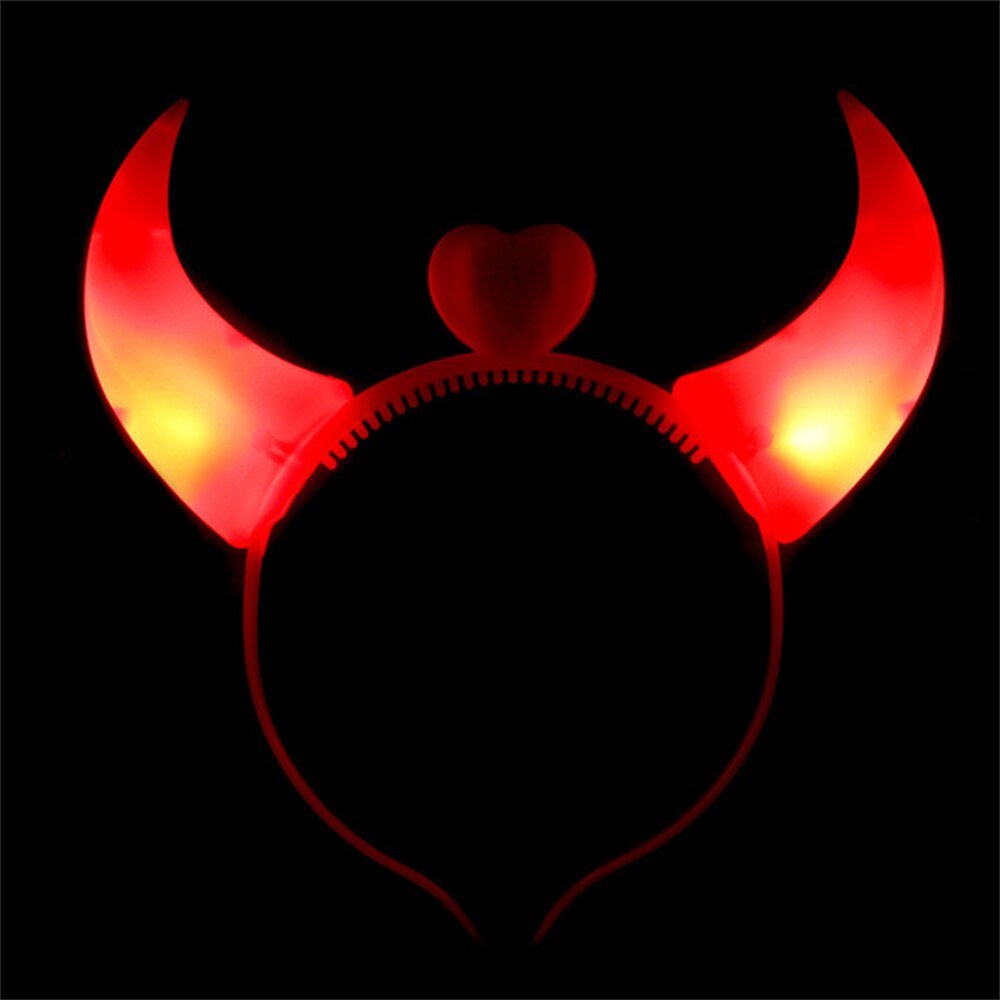 Halloween Decoration Devil Horn Luminous Hairhoop Led Hairband Flashing Glow Headress Light Up Hair Access Cosplay Glowing Prop - Image 4