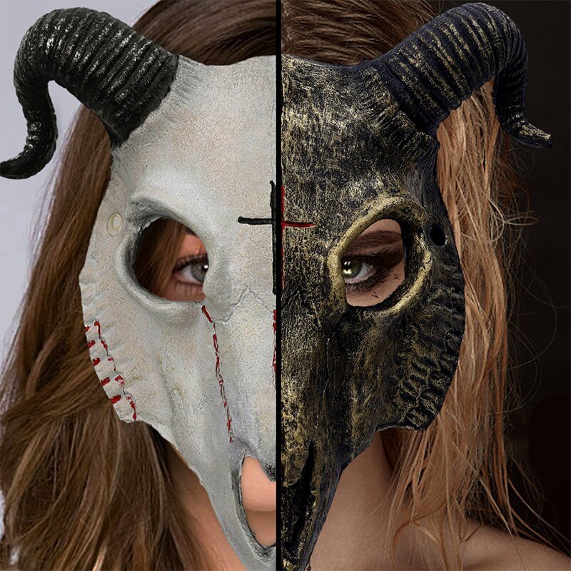Halloween Skeleton Goat Horror Masks Skull Horror Demons Cosplay Dance Prom Carnival Party Props Roleplay Animal Mask for Adults - Image 2