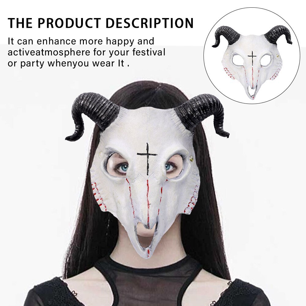 Halloween Skeleton Goat Horror Masks Skull Horror Demons Cosplay Dance Prom Carnival Party Props Roleplay Animal Mask for Adults - Image 4
