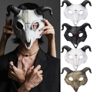 Halloween Skeleton Goat Horror Masks Skull Horror Demons Cosplay Dance Prom Carnival Party Props Roleplay Animal Mask for Adults
