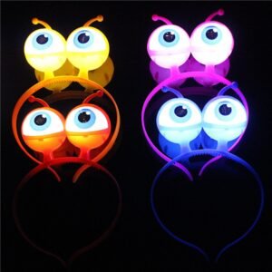 LED Luminous Hair Hoop Funny Alien Eyeball Flashing Hairband Hair Decoration Props For Glowing Party Halloween Decor Supplies