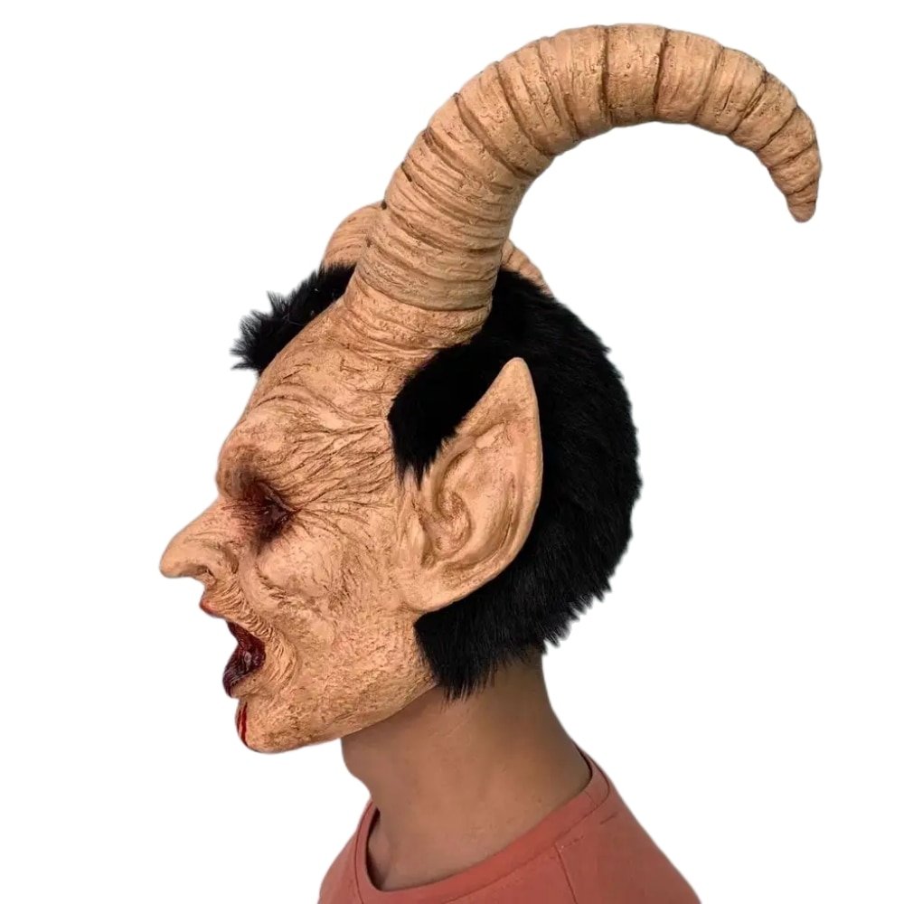Lucifer Cosplay Latex Masks Halloween Scary Demon Devil Movie Cosplay Costume Horrible Horn Mask Adults Party Props - Image 2