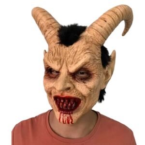 Lucifer Cosplay Latex Masks Halloween Scary Demon Devil Movie Cosplay Costume Horrible Horn Mask Adults Party Props