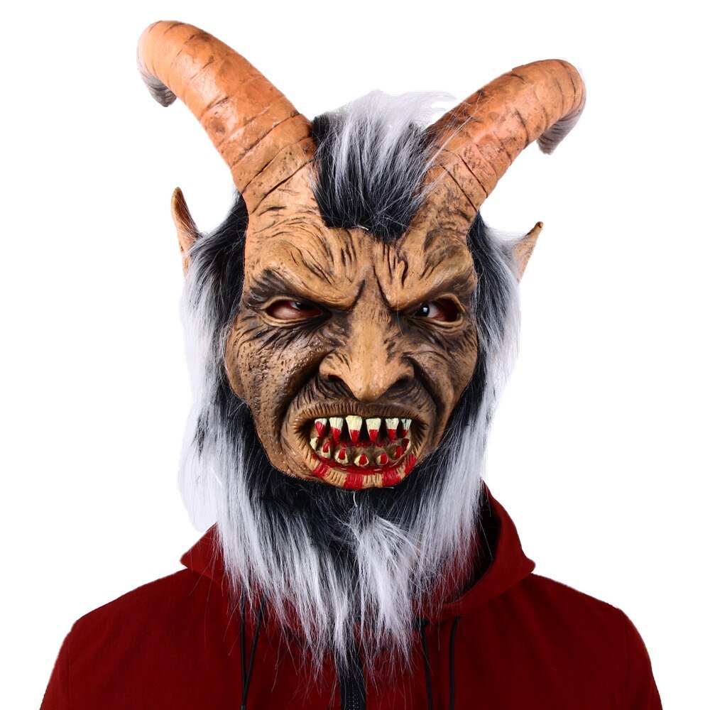 Lucifer Cosplay Latex Masks Halloween Scary Demon Devil Movie Cosplay Costume Horrible Horn Mask Adults Party Props - Image 5