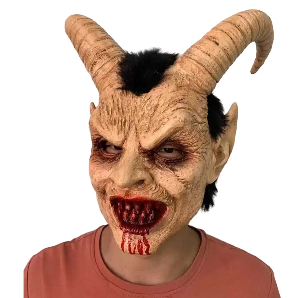 Lucifer Cosplay Latex Masks Halloween Scary Demon Devil Movie Cosplay Costume Horrible Horn Mask Adults Party Props