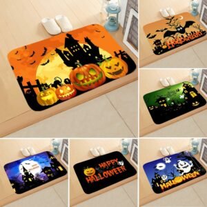 New Halloween Entry Door Mats Non-slip Floor Mat Halloween Day Pumpkin Ghost Bat Ornaments Happy Halloween Party Decor For Home