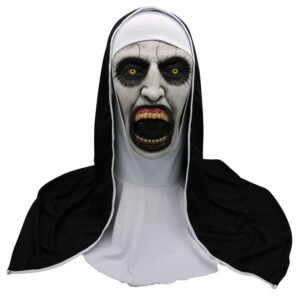 The Horror Scary Nun Latex Mask with/Headscarf Valak Cosplay for Halloween Costume Nun Mask Thriller